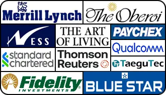 Clients ~ Merrill Lynch, The Oberoi, Ness Technologies, The Art of Living, Paychex, Standard Chartered, Thomson Reuters, Qualcomm, Taegutec, Fidelity, Blue Star > Franklin Joseph Krav Maga Self Defense Bengaluru